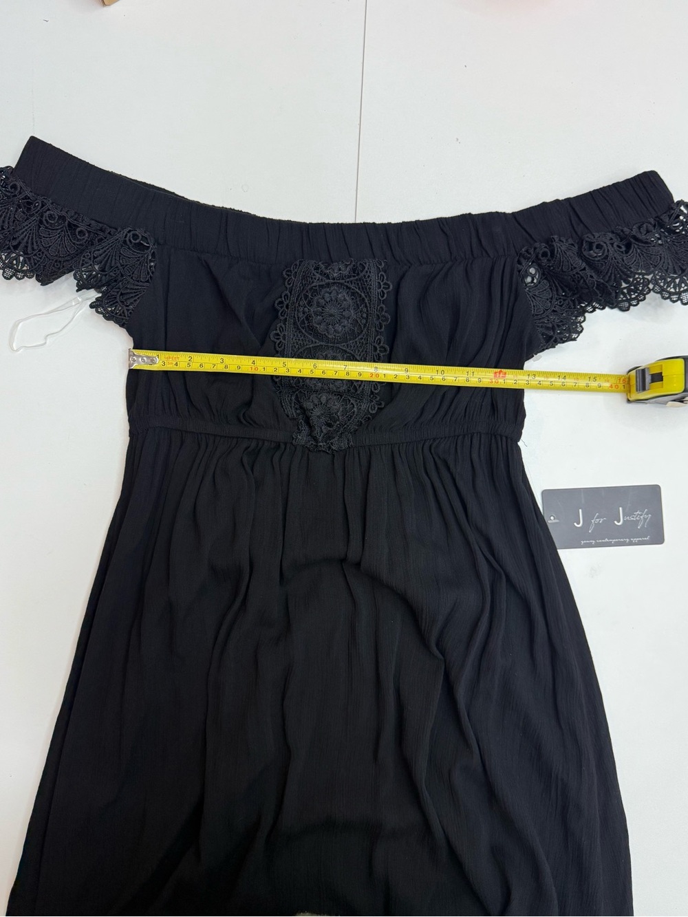 J for Justify Black off the Shoulder Maxi Dress with Crochet Trim Size M - Picture 7 of 10